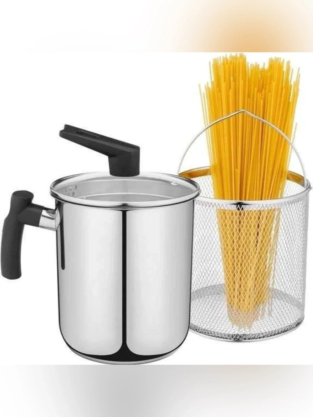 New Navaris 3.4L Multi Cooking Pasta Pot w Integrated Strainer & Frying Basket
